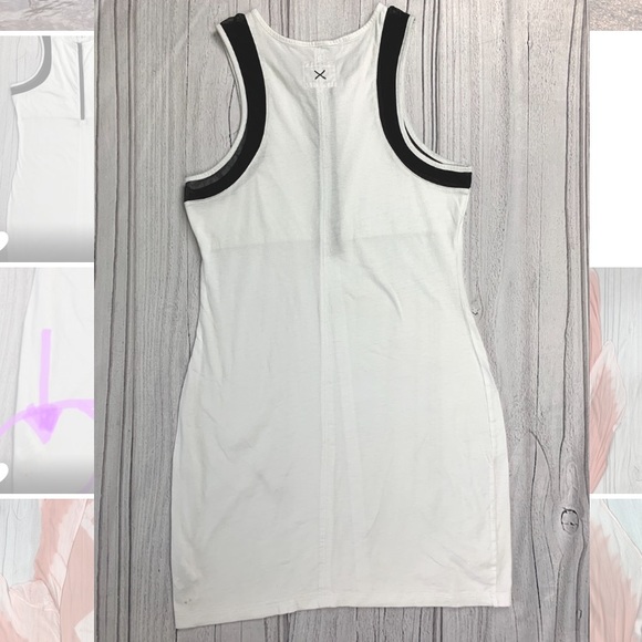 First Base Zip Front Scuba Dress White Black Mesh - Picture 4 of 4